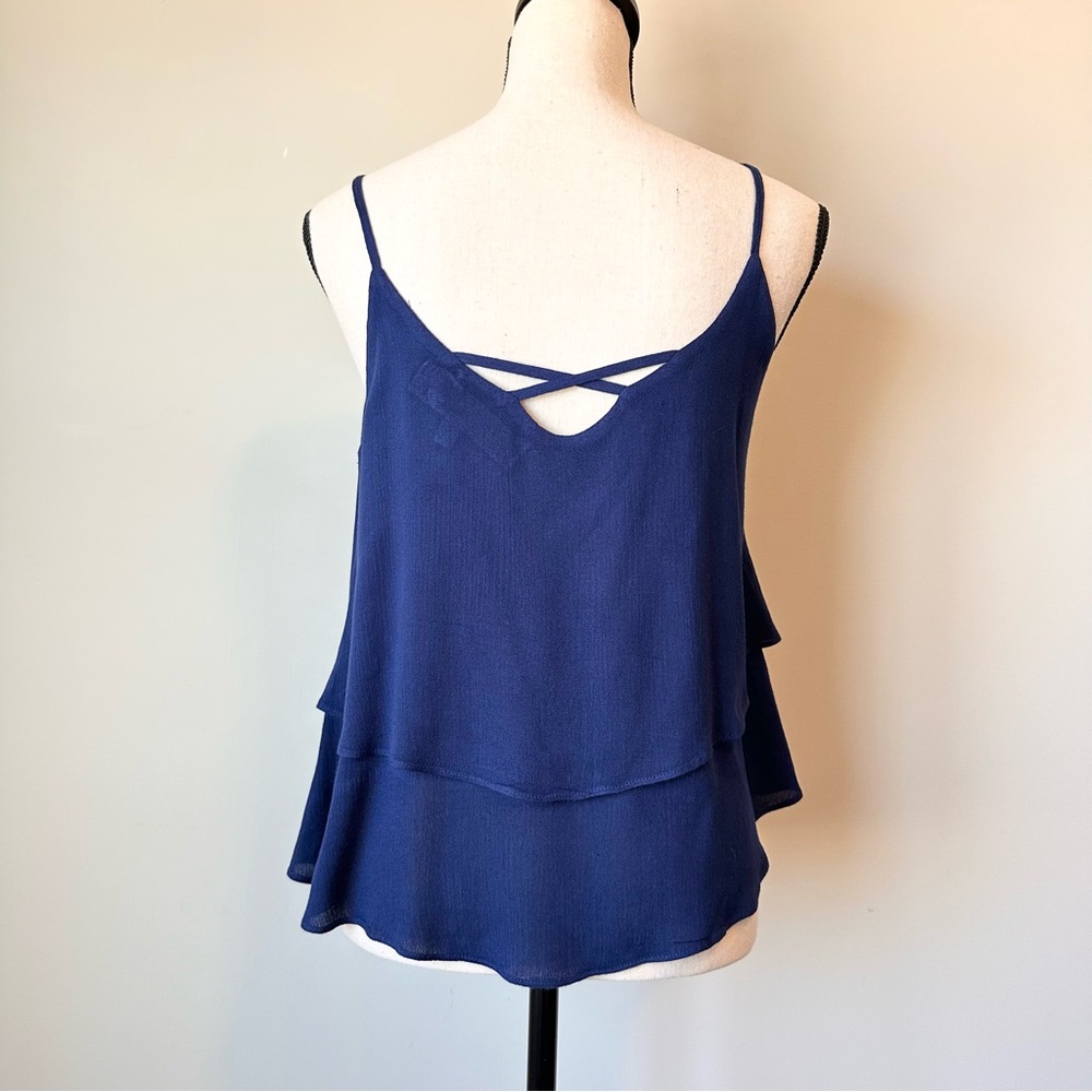 Francesca’s | Blue Layered Ruffled Cami Top - Picture 4 of 10